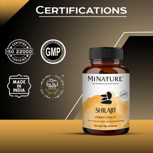 Vista 5 de Cápsulas Shilajit – Extracto sin OMG de mi Nature 180 cápsulas vegetales Promueve la energía vibrante y la vitalidad 1000 mg Cápsulas