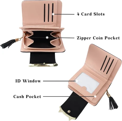 Vista 2 de heysun Mujer adorable pequeño cartera Orejas de gato cartera Dinero Clip Tarjeta de diseñador caso, negro