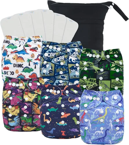 Vista 27 de babygoal Pañales de tela para recién nacidos, paquete de 13 unidades para niños prematuros de 5-12 libras, 6 unidades con 6 insertos y bolsa