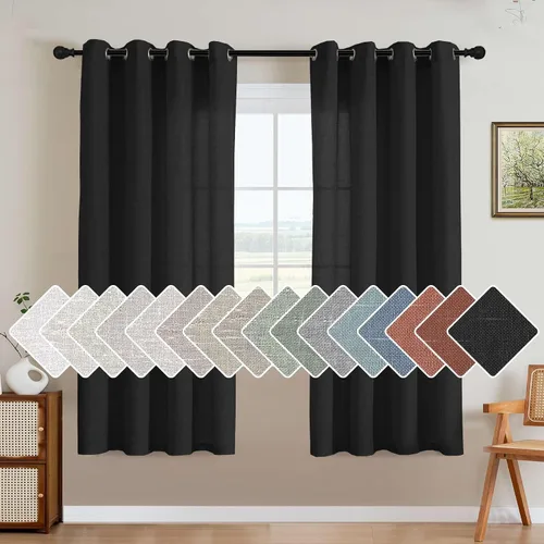 Vista 53 de H.VERSAILTEX Elegant - Cortinas texturizadas de lino natural mezclado con eficiencia energética, filtrado de luz, con ojales de níquel
