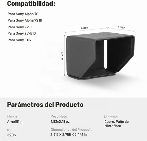 Vista 6 de Parasol de pantalla SmallRig para cámaras seleccionadas Sony