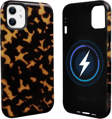 Vista 25 de NITITOP Funda magnética compatible con iPhone 11, compatible con MagSafe lindo diseño estético de leopardo ámbar tortuga para mujeres, hombres