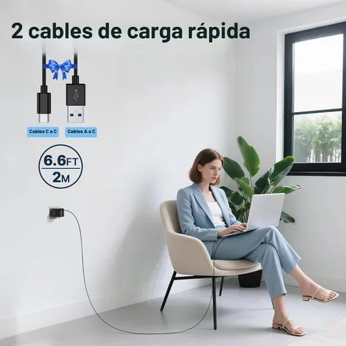 Vista 5 de Bloque de cargador USB C de 200 W, cargador plegable GaN5 súper rápido de 4 puertos USB C, bloque de carga dual de 65 W tipo C, adaptador de carga