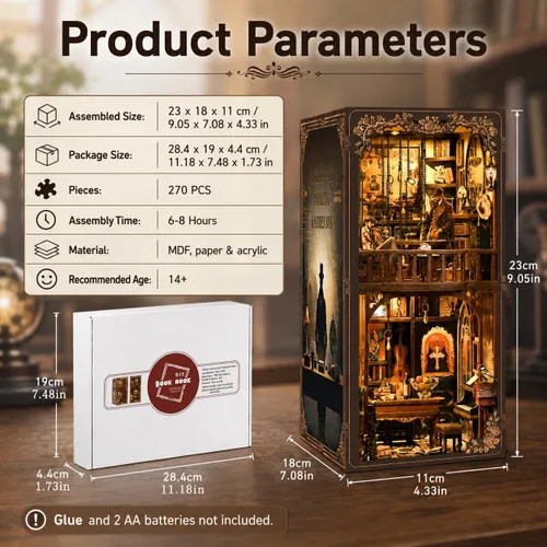 Vista 2 de NFEHGXAE Kits de rincón de libros para adultos, kit de casa de muñecas en miniatura con luces LED, rompecabezas de madera 3D, adolescentes