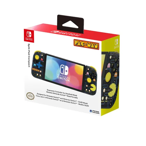 Vista 5 de HORI Nintendo Switch Split Pad Compact (PAC-MAN Edition) Ergonomic Controller for Handheld Mode - Officially Licensed by Nintendo and Bandai-Namco