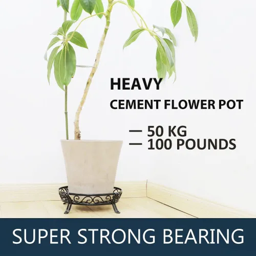 Vista 2 de Yimobra Soporte de metal para plantas de exterior e interior, soporte resistente para macetas de hierro forjado a prueba de óxido, soporte redondo
