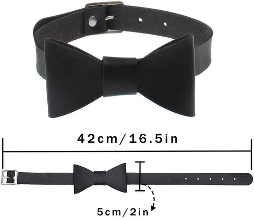 Vista 7 de Obmyec Gargantilla punk de cuero con lazo de poliuretano, collar gótico, para mujeres y niñas