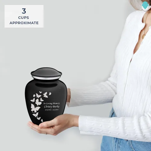 Vista 5 de Geturns Embrace Pequeñas Urnas Personalizadas de Mariposa para Cremación de Cenizas Humanas Urnas Funerarias Negras para Hombres y Mujeres 20 kg