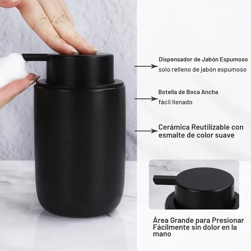 Vista 3 de BosilunLife Juego de 4 accesorios de baño de cerámica negra Negro suave