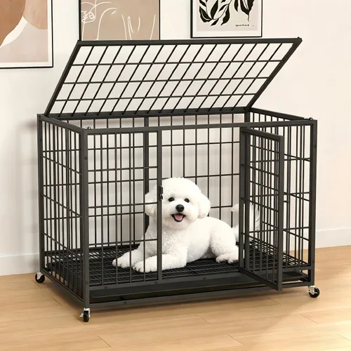 Vista 10 de Black 27 Inch Heavy Duty Large Dog Crate,Indestructible Dog Kennel Indoor
