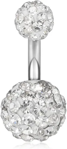 Vista 18 de Ruifan 14G 0.236 in 1/4 pulgadas 316L Acero quirúrgico cristal ferido CZ corto ombligo aretes de ombligo anillos de botón 4-6 piezas