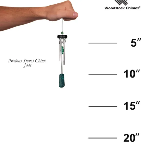 Vista 3 de Woodstock Chimes - Campanillas con piedras preciosas - variedad de colores, Jade