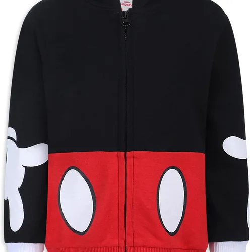 Vista 3 de Disney Sudadera con capucha de Mickey Mouse con cremallera para niños pequeños y bebés, color negro