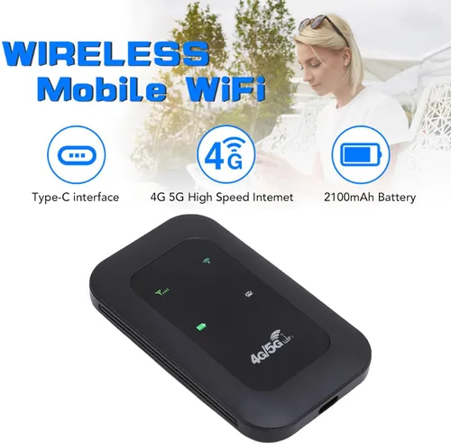 Vista 5 de lyrlody Enrutador WLAN, dispositivo móvil de punto de acceso WiFi 4G LTE, enrutador portátil con 2100 MAh para hasta 10 dispositivos con conexión