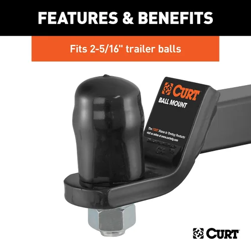 Vista 5 de Curt 21810 remolque balón de carcasa para 2 – 5/16" Hitch Balón de hule negro