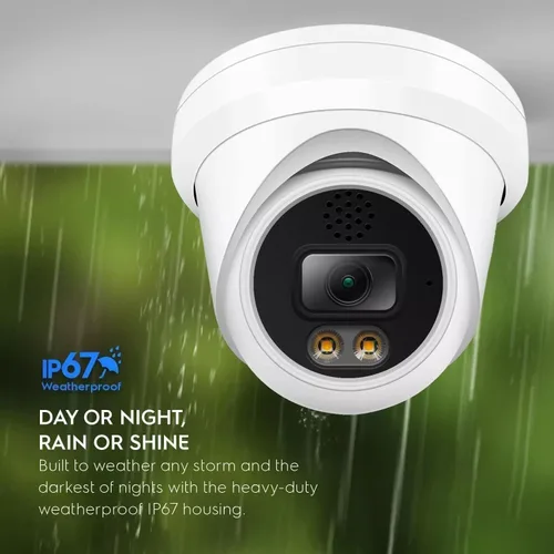 Vista 5 de Marquis Cámara domo de torreta IP PoE de 6MP con micrófono, gran angular de 0.110 in, visión nocturna a todo color 24/7, luz dual, resistente a