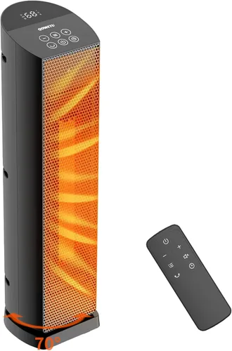 Vista 8 de QOWETU - Calentador de espacio portátil para uso en interiores con control remoto, calentador eléctrico oscilante de 70°, 17 pulgadas, temporizador
