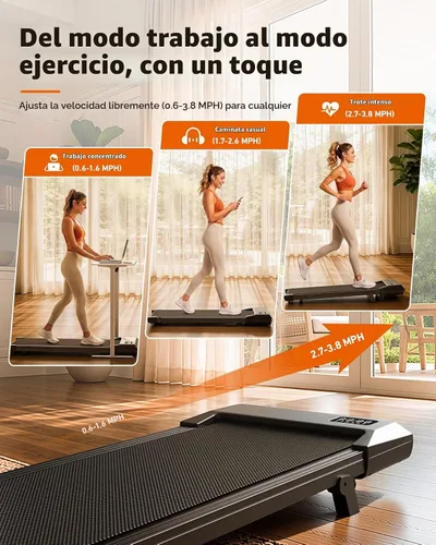 Vista 4 de Superun Walking Pad with 6% Incline, 2.5HP Treadmill, 300 lbs Dorado