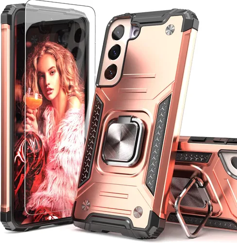 Vista 10 de Funda para Galaxy S22 Plus con protector, absorción de impactos, resistente a prueba de caídas, funda delgada con soporte para automóvil, funda