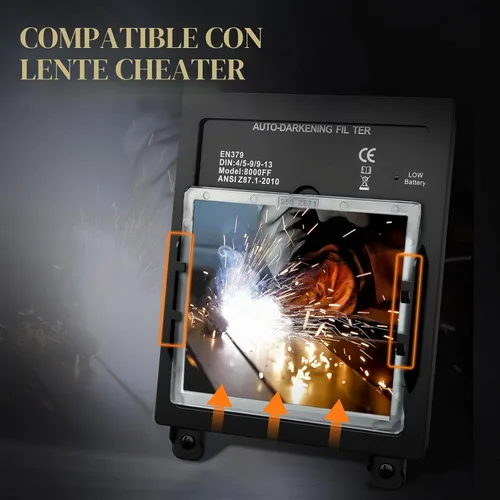 Vista 6 de TRQWH - Casco de soldadura con visión grande, oscurecimiento automático, con luz LED