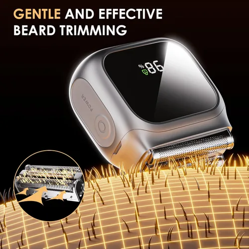 Vista 3 de Maquinilla de afeitar eléctrica para hombres, diseño innovador similar a un espejo, recortadora de barba para hombres con motor de 20,000 RPM