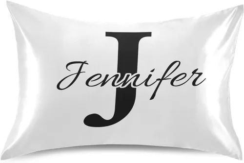 Vista 17 de Fundas de almohada negras personalizadas de seda con cierre de sobre, funda de almohada de satén tamaño estándar para personas que duermen