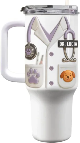 Vista 10 de Celebra tu pasión por la odontología con herramientas esenciales, vaso personalizado de 40 onzas con popote, regalo para profesionales dentales