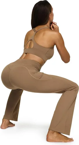 Vista 5 de G4Free Leggings acampanados con forro polar para mujer, cintura alta, pantalones térmicos de yoga con bolsillos de 293133 pulgadas