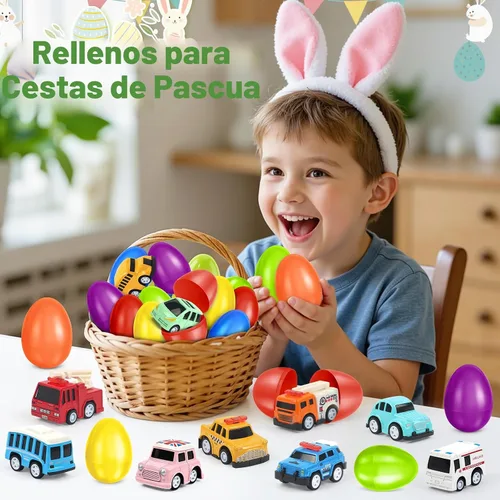 Vista 3 de OCHIDO Paquete de 12 huevos de Pascua rellenos de autos fundidos a presión