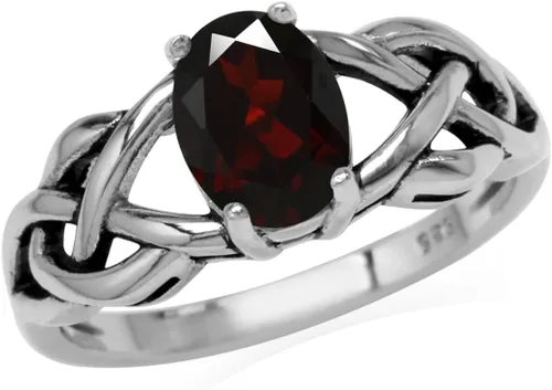 Vista 19 de Silvershake - Anillo de plata de ley 925 con piedra de nacimiento ovalada de 8 x 6 mm, acabado antiguo o chapado en oro amarillo, con nudo celta