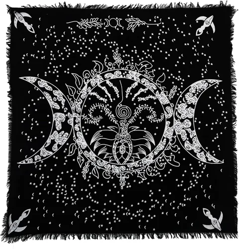 Vista 8 de Indian Consigners Paño de Altar A-Z Péndulo de Hechicería Pentagrama Alter Tarot Spread Wiccano Cuadrado Paño de Mesa Sagrado Paño Espiritual