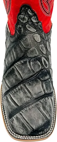 Vista 6 de Vaccari Levi - Botas vaqueras occidentales de cuero con estampado de cocodrilo genuino