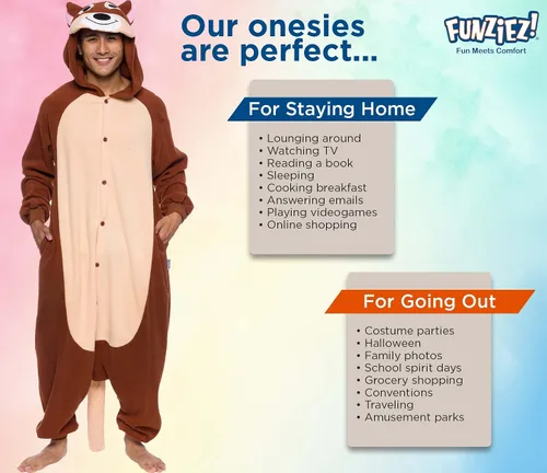 Vista 5 de FUNZIEZ! - Disfraz de Halloween para adultos, de animales y criaturas marinas mameluco de felpa para adultos (mujeres y hombres)
