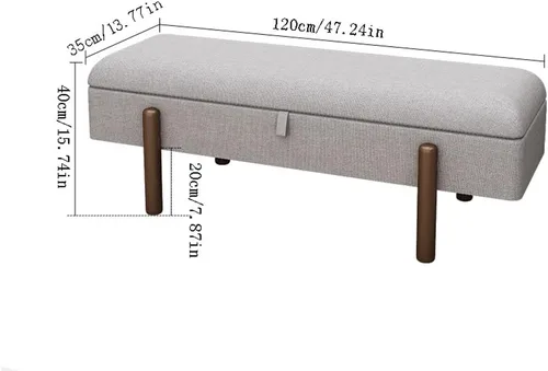 Vista 2 de Banco rectangular para dormitorio, extremo de la cama, con almacenamiento, taburete de extremo de cama para dormitorio, sala de estar, taburete