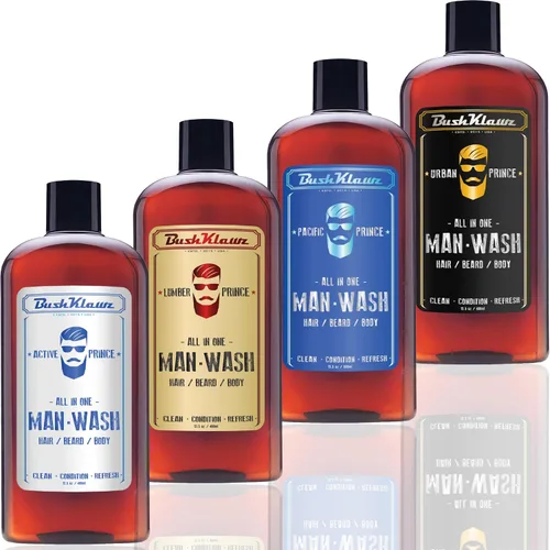 Vista 3 de BushKlawz Man Wash (13.5 oz, Active Prince) todo en uno Champú para barba y cuerpo acondicionador para barba aroma refrescante activo
