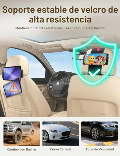 Vista 4 de Soporte de silicona para teléfono de automóvil, soporte ajustable para reposacabezas de teléfono compatible con iPhone 17, 16, 15, 14 Pro Max