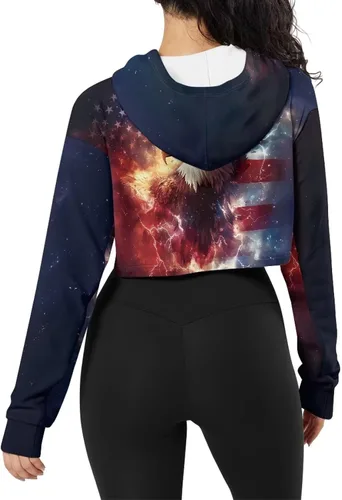 Vista 4 de YEXIATODO Sudadera con capucha de manga larga casual con cordón para mujer