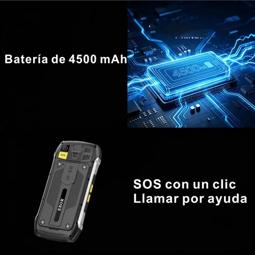 Vista 8 de Teléfono robusto 4G desbloqueado,Pantalla de 2,8", IP68,4500mAh