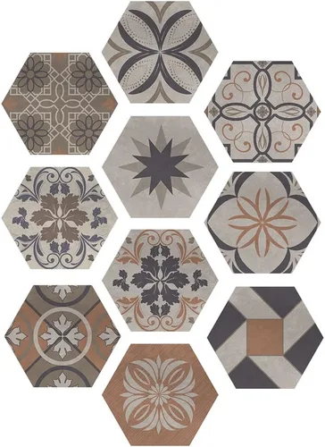 Vista 29 de Alwayspon 10 calcomanías hexagonales antideslizantes para el suelo, para decoración del hogar, despegar y pegar, autoadhesivas, para sala de estar