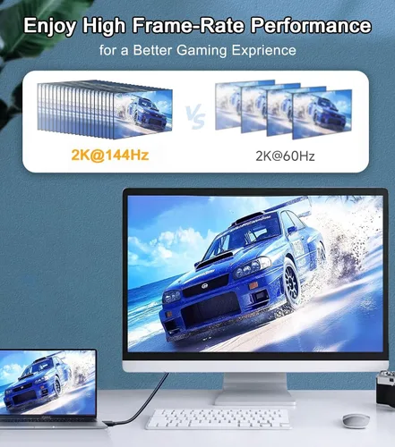 Vista 3 de Cable USB C a DisplayPort de 6 pies (4K a 60 Hz, 2 K a 144 Hz), cable USB C a DP 1.2 compatible con MacBook Pro/Air y más portátiles que admiten