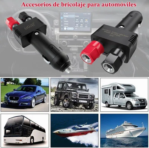 Vista 6 de DC 12 V 10 A Enchufe macho para mechero de cigarrillos con cable de alimentación para automóvil, toma de corriente negra para inversor
