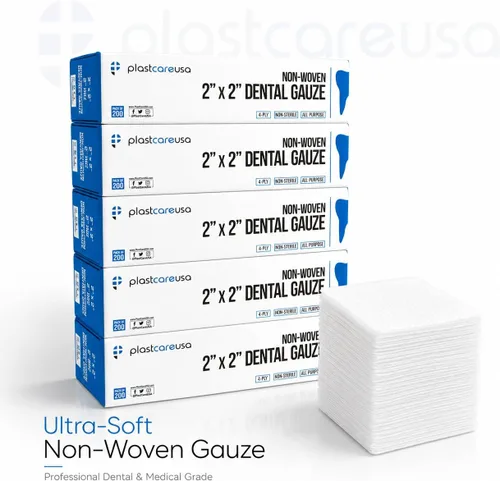 Vista 2 de 200 Almohadillas de gasa 2x2 - Esponjas de gasa no tejidas suaves de 4 capas - Gasa dental no estéril y toallitas estéticas - Gasas cuadradas