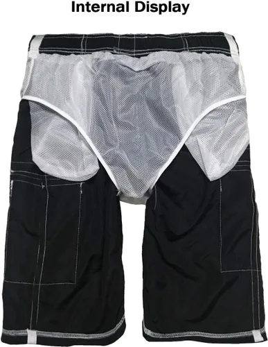 Vista 6 de MAGCOMSEN Traje de baño para hombre con forro de malla, 4 bolsillos, secado rápido, ropa de playa