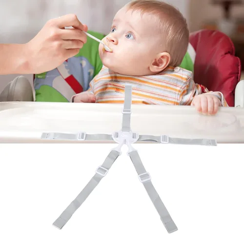 Vista 6 de Cinturón de seguridad de 5 puntos para bebé, correas de repuesto universales ajustables para silla de bebé, material resistente y cómodo
