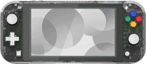 Vista 3 de eXtremeRate Carcasa de repuesto negra transparente para Nintendo Switch Lite, carcasa de controlador de mano NSL con protector de pantalla, funda