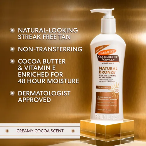Vista 4 de Palmer's Loción corporal de bronce natural de fórmula de manteca de cacao, 8.5 onzas (paquete de 3)