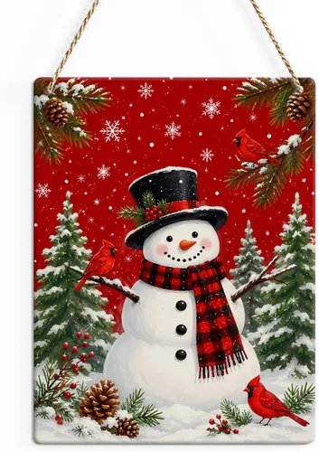 Vista 32 de Decoraciones de invierno para el hogar, decoración navideña roja para pared, decoraciones de invierno, decoración de pared de madera con árbol