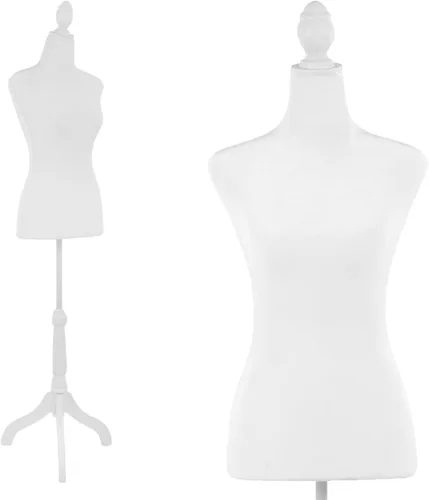 Vista 20 de Maniquí femenino con forma de vestido, torso de modelo de ropa, cuerpo de maniquí para exhibición, soporte de trípode ajustable de 53-67 pulgadas
