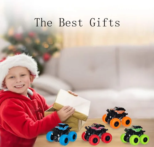 Vista 9 de LONANDY Monster Trucks para niños de 4 a 7 años, paquete de 4 camiones de juguete Push Go Pull Back para niños de 2 a 4 años, el mejor regalo