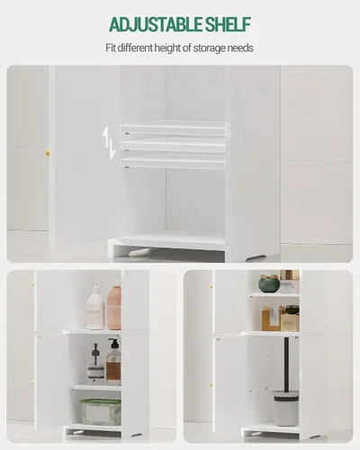 Vista 7 de Hzuaneri Gabinete de almacenamiento del cuarto de baño, pequeño gabinete Blanco